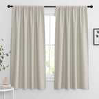 RYB HOME Extra Wide Curtains for Bedroom Living Dining Room 63 inches Long | Thermal Insulated, Privacy, Drapes for Large Window, Triple-weave Fabric, For Better Sleep, W62 x L63, Natural, 2 Panels by RYBHOME