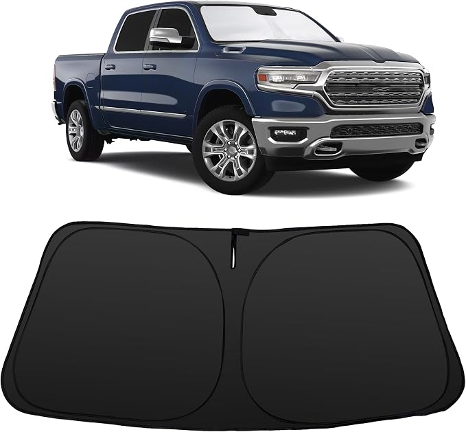 Windshield Sun Shade for 2019-2026 Dodge RAM 1500 | Foldable, Full covered for windshield, Block UV Rays, Heat Reduction, Easy to install, Keeps Car Cooler by YYCKE