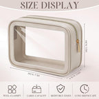 Hsei 6 Pcs Clear Makeup Bags Diaper Bag Organizer Travel Toiletry Bags with Zipper Clear Cosmetic Organizer Car Storage Pouch Bridesmaid Gift for Women Beach Vacation (Khaki) - Image 2
