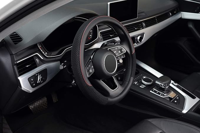 KAFEEK 16 inch Steering Wheel Cover, Microfiber Leather, Black | Compatible for F150 F250 F350 Ram 4Runner Tacoma Tundra Range Rover - Image 6