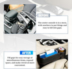 Car Seat Gap Filler Organizer with Cup Holder Expander, Leather Console Seam Filler Storage Box, Auto Front Seat Gap Organizer for Phones Keys Glasses, Universal Fit (Black/Red Passenger) - Image 6