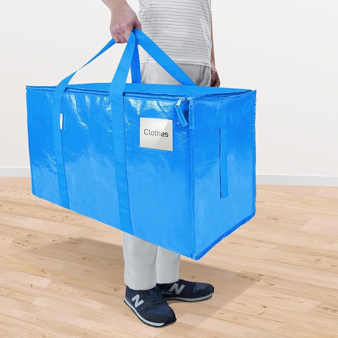 TICONN 8 Pack Extra Large Moving Bags Heavy Duty with Zippers & Carrying Handles, Durable Storage Bags Moving Boxes for Closet Organizers and Storage (8 Pack, Sky Blue) - Image 2