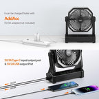 Battery Powered Camping Fan, Battery Operated Fan, Travel Gear Essentials | 20000mAh Rechargeable Battery, 58Hrs Runing, 400LM Light & 360° Rotable Hook, Whisper Quiet Fan for Outdoor Power Outages - Image 5