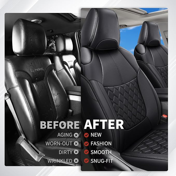 Huidasource Custom Fit RAV4 Front Car Seat Covers, Leather Seat Cushion Cover Accessories Fit for 2019-2024 Toyota Rav4 XLE LE XLE Premium Limited(Not for Hybrid/Adventure/TRD Off-Road/Prime, Black) - Image 5