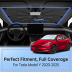 Windshield Sun Shade Umbrella for Tesla Model Y 2020-2025 Juniper 2026 | Foldable Car Sunshade, 360 Rotation Automotive UV Protection for Outdoor Parking, Keep Car Cool - Image 2
