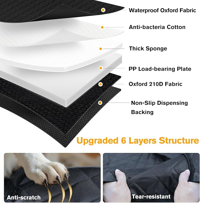 Dog Car Seat Cover for Back Seat, Hard Bottom Back Seat Extender | Rear Seat Pet Cover for Dogs - Supports 400lbs, Waterproof & Scratch Resistant Dog Hammock with Mesh Window for SUVs & Trucks - Image 8