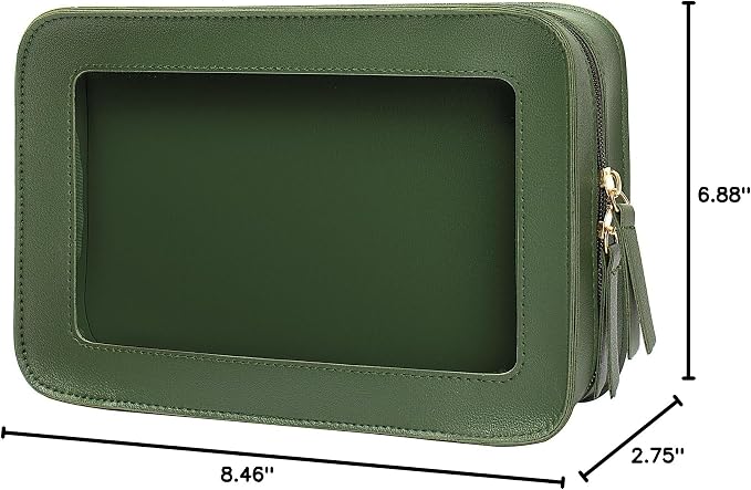 Clear Makeup Bags,TSA Approved Toiletry Bag with Zipper,Sunscreen Bag Clear Makeup Toiletry Pouch Beach Vacation Essentials for Women Teen Girls Gifts(Vintage Green) - Image 10