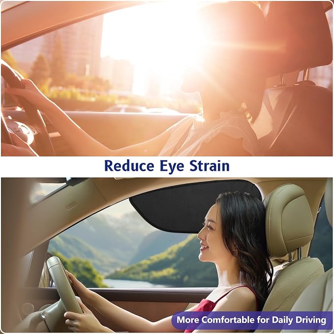 Car Window Shades, Magnetic Side Window Sun Glare Blocker with 7 Built-in N40 Magnets, 2 Pack UV Protection Driving Shade for Driver & Passenger Side, Heat Reduction, Easy Installation - Image 7