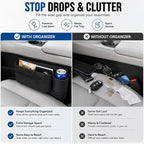 2 Pack Car Seat Gap Filler with Cup Holder – Anti-Drop Design | Universal PU Leather Seat Gap Organizer, Storage Box with Pockets & Cup Holders – Fits Most Vehicles - Image 4