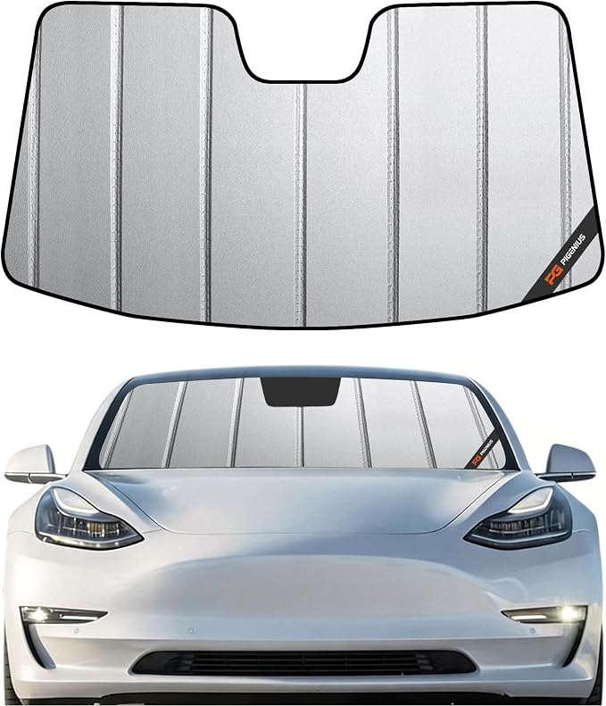 Pigenius Windshield Sun Shade for Tesla Model 3 2018-2026, Model Y 2020-2025 Old Body Style, Front Window Sunshade - Safeguard by Pigenius