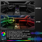 Acrylic Interior Car LED Strip Light with Wireless APP, RGB Dreamcolor 5 in 1 Ambient Lighting Kits, 16 Million Colors Sound Active Function Car Neon Lights, Sync to Music (dreamcolor 5 in 1) - Image 3