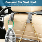 Zpana 4PCS Bling Car Seat Headrest Hooks, Vehicle Back Seat Purse Handbag Hanging Holder with Crystal Rhinestone, Diamond Storage Organizer Hook, Universal Automotive Accessories (Black/Pink) | Vehicle Back Seat Purse Handbag Hanging Holder, Crystal Di... - Image 4