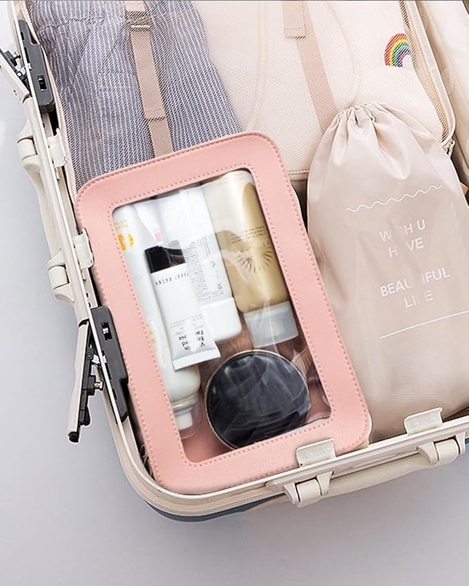 2 Pcs Clear Makup Bag Set, Clear Cosmetic Bags with Zipper Waterproof Small Travel Cosmetic Case Cute Make Up Pouch Mini Car Essentials for Women Travel Car Organizer - Image 7