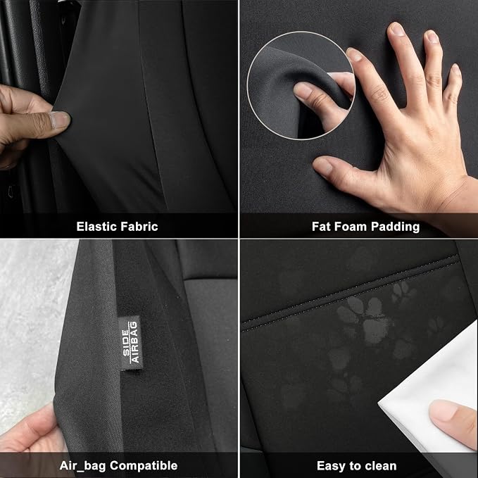 GIANT PANDA Waterproof Neoprene 2 Pack Front Car Seat Covers Custom Fit 2009-2026 Ford F150,2017-2026 F250 F350 Super Duty Crew Cab SuperCrew SuperCab Pickup Trucks, Leak-Proof Wetsuit (Black+Grey) - Image 6