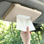 Car Tissue Holder, Car Sun Visor Napkin Box Beige | Premium PU Leather, Auto Napkin Case, Mask Holder for Vehicle, with Tissue Refill, Interior Accessories by Unknown