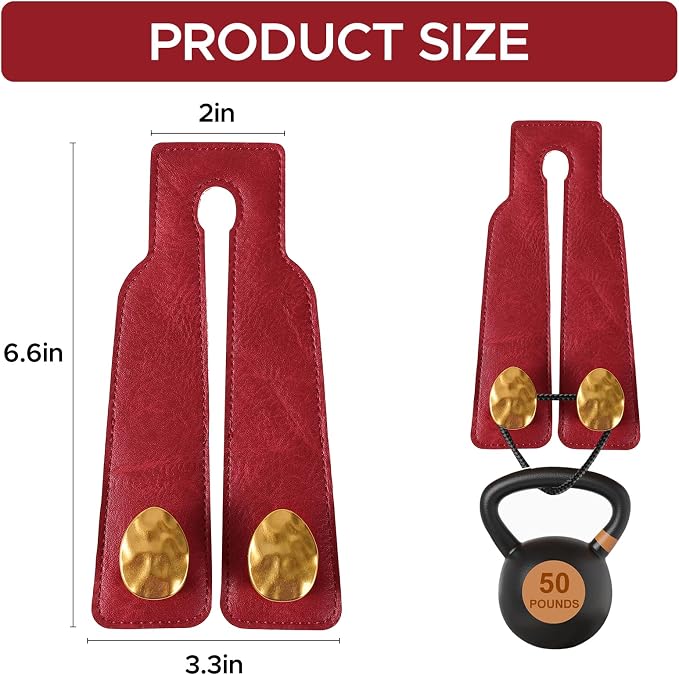 Leather Car Purse Hook for Headrest, 2 Pack (Red-Gold) | Twin Hooks Headrest Hangers, 2/4 Pack, No-Slip, Scratch-Proof, Holds Purses, Backpacks, Grocery Bags, Car Organizer Gift - Image 2