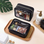 Hsei 6 Pcs Clear Makeup Bags Diaper Bag Organizer Travel Toiletry Bags with Zipper Clear Cosmetic Organizer Car Storage Pouch Bridesmaid Gift for Women Beach Vacation (Black) - Image 4