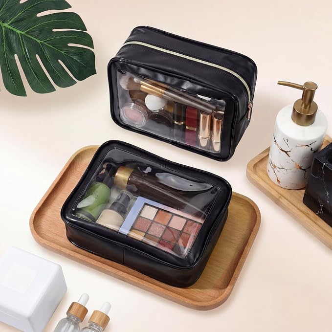 Hsei 6 Pcs Clear Makeup Bags Diaper Bag Organizer Travel Toiletry Bags with Zipper Clear Cosmetic Organizer Car Storage Pouch Bridesmaid Gift for Women Beach Vacation (Black) - Image 4
