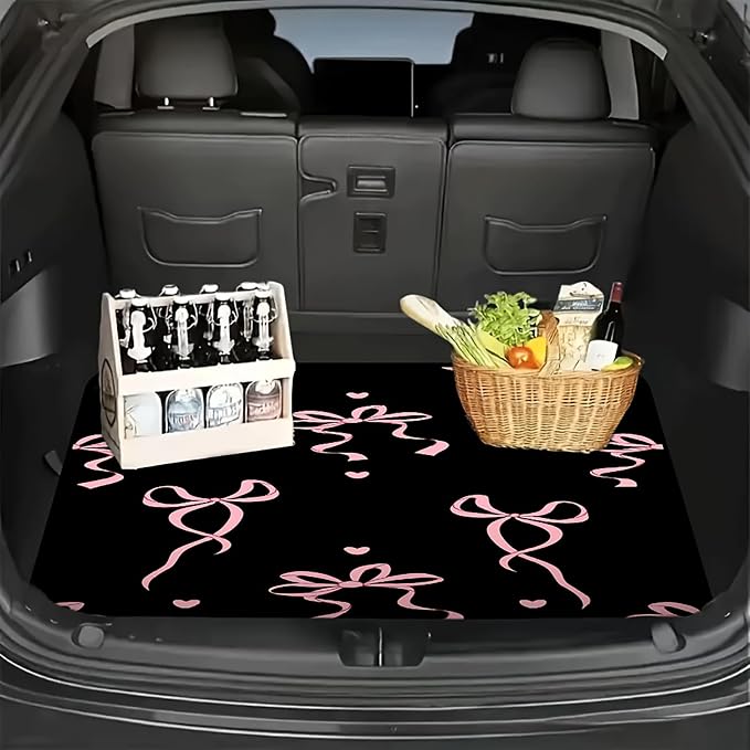 Universal Car Trunk Mat 29" x 39", Pink Bow and Heart All Weather Trunk Protection Cargo Liner, Durable Cargo Mat Rear Trunk Liner, Stylish Vehicle Interior Accessories Suitable for Most Car Models - Image 4