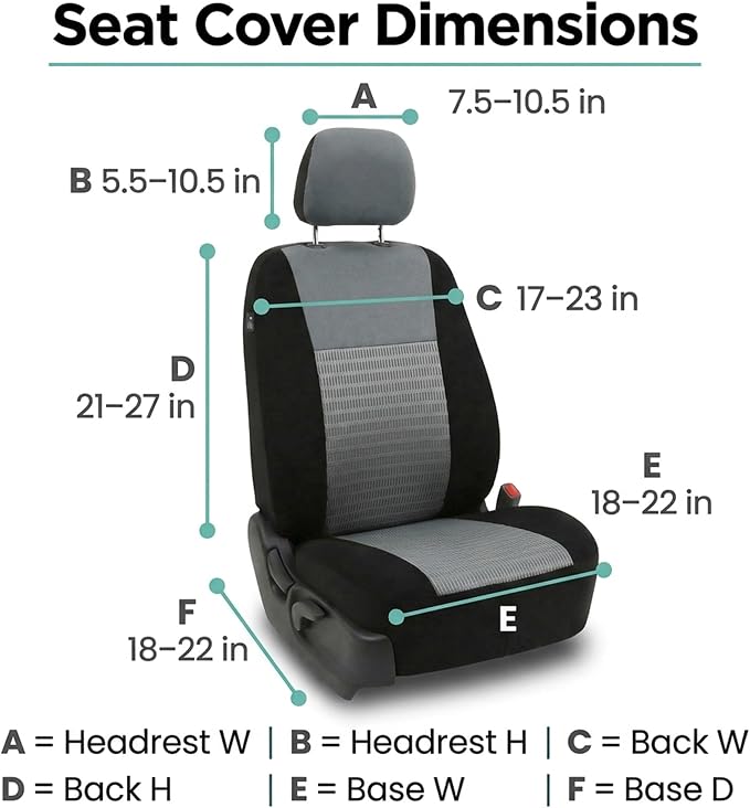 FH Group Universal Car Seat Covers Front Set for SUV Truck Sedan Vans | 3D Textured Breathable Fabric Seat Cover Set Protector with Airbag Compatible Interior Upgrade - Gray - Image 8