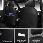 CAR PASS Luxury Nappa Leather Seat Covers Full Set, Water Resistant Faux Leather Seat Cover with Lumbar Support, Breathable Automotive Seat Covers Universal Fit for Sedan SUV Van Truck, Black Blue - Image 3