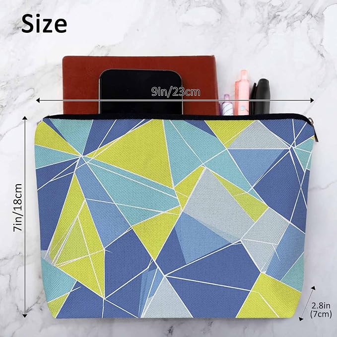 Woman Makeup Bag Triangle, Geometric Stripe Triangle Makeup Bags Travel Cosmetic Bags Toiletry Makeup Organizer Pencil Pouch Make Up Cosmetic Bag For Owners Lady Birthday Gifts - Image 4