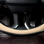Microfiber Leather Steering Wheel Cover Universal 15 inch (Beige) - Image 4