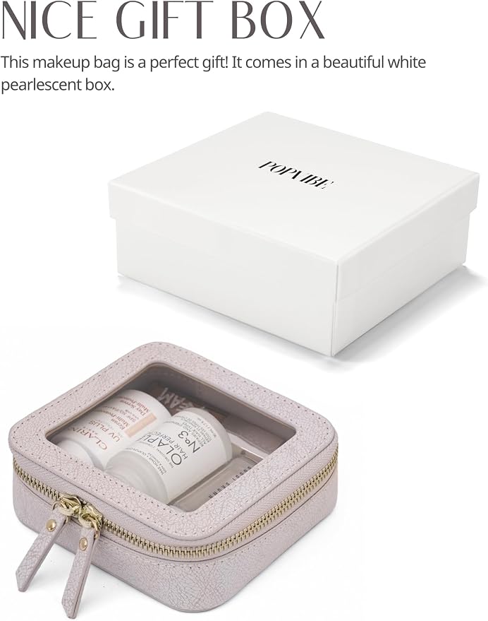 Clear Makeup Bag Travel Cosmetic Case Transparent Toiletry Bag with Zipper, Portable Make Up Organizer Traveling Compact Car Bag for Essentials, Light Pink, Mini - Image 6