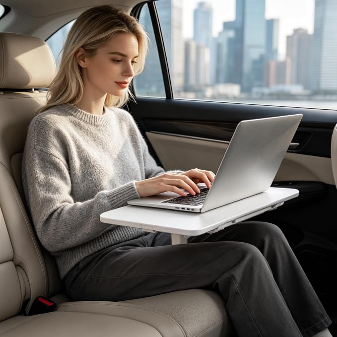 Car Desk for Laptop, Adjustable Car Seat Tray Table for Kids/Adults | Multi-Function Car Lap Desk for Front or Rear Seat, Eating & Work Tray, Essentials Accessories for Long Trips - Image 7