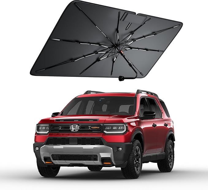 Windshield Sun Shade for Honda Passport 2000–2026, Foldable Umbrella Sunshade with 100% UV Block, Multi-Layer Heat Insulation, Reinforced 10-Rib Frame, Keeps Car Cooler, Summer Car Accessory by Amadaw