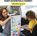kids Leather Car Backseat Organizer with Foldable Table Tray, Car Storage Organizer with Tablet Holder, Car Seat Back Protectors Kick Mats, Travel Accessories (Dinosaur) - Image 9