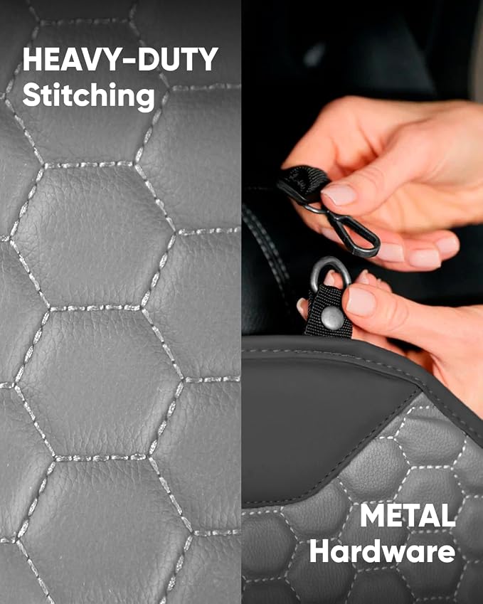Set Seat Back Organizer & Car Seat Protector Hexy Waterproof & Non-Slip Protector for Child Car Cushion for Leather and Fabric Seats (Gray 2 pcs) - Image 8