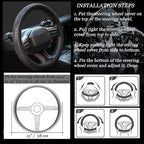 New Diamond Leather Steering Wheel Cover with Bling Crystal Rhinestones | Universal Fit 15 Inch Car Wheel Protector for Women Girls Black Diamond - Image 6