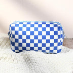 SOIDRAM 2 Pcs Checkered Makeup Bag Large Cosmetic Bag Toiletry Bag Makeup Pouch Travel Bag Organizer Cute Makeup Brushes Aesthetic Accessories Storage Bag for Women Royal Blue - Image 6