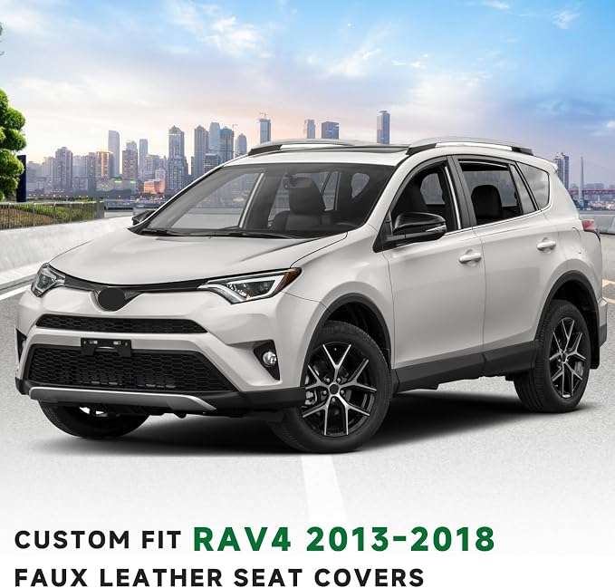 GIANT PANDA Rav4 Seat Covers Custom Fit for Toyota Rav4,Installation-Friendly,Faux Leather,2013-2018 2017 2016 2015 2014,Full Set - Image 4