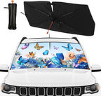 Butterfly Print Car Sunshade Umbrella Floral Windshield Sun Shade for Car Retractable Umbrella Sunshades for Front Window Butterflies Sun Shades Cover Visor Portector Block UV Rays - Image 2