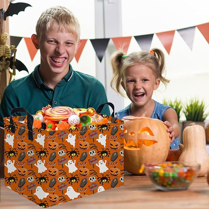 Halloween Ghost thriller basket,Empty Halloween basket,Horror and thriller decor,Trick or Treat Box for Boys and Girls,Horror decor(Spider ghost) - Image 2