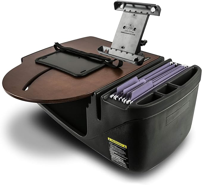 AutoExec AE-RMCD-TAB-21M Roadmaster Car Desk for Your Vehicle Workstation and Mobile Office, Mahogany with Tablet Mount | Vehicle Workstation, Mobile Office, Tablet Mount by AutoExec