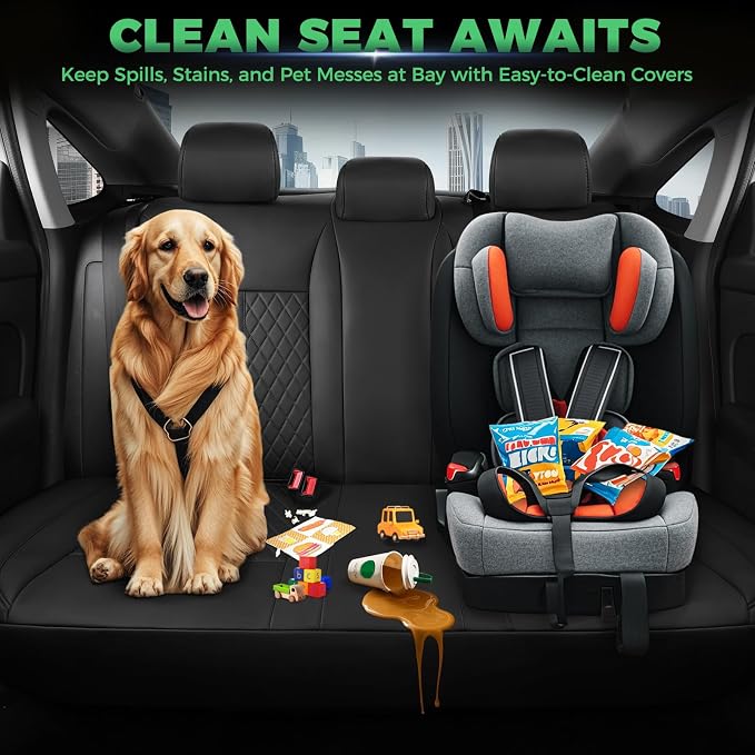 RIDEPOSH Custom Fit Seat Covers for Honda Civic 2016-2021 | Sedan LX, Faux Leather, Solid Bench Rear, No Rear Armrest, Waterproof, Full Coverage, Airbag Compatible, Easy-to-clean - Image 7