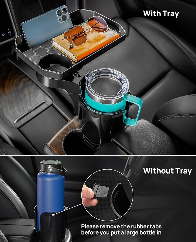 JoyTutus Car Cup Holder Expander, Automotive Cup Attachable Tray with 360° Rotation,Large Cup Holder Adapt Most Regular Cups with 18-40 oz, fit in 2.75-3.25 inch Car Holder - Image 2