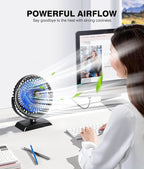 JZCreater USB Desk Fan, 360 Rotation Personal Cooling Fan with 3 Speeds, Quiet, Small, USB Powered for Home, Office, Bedroom, Car, Travel, Black - Image 2