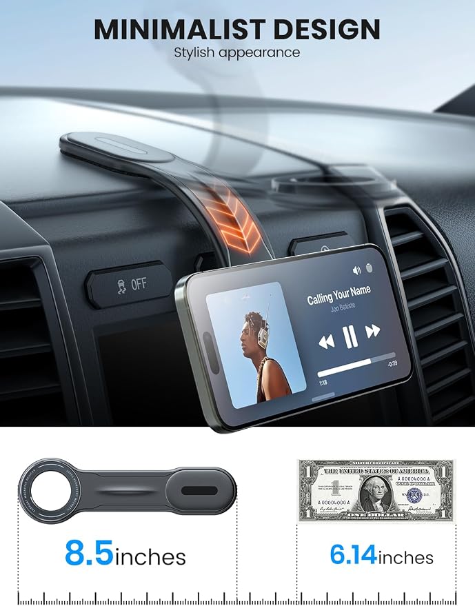 MagSafe Car Mount Detachable, Bendable Magnetic Phone Holder for Car | 8.5” Aluminum Arm, 20 Strong Magnets, 3M hook-and-loop, Dash, Fit iPhone 17 16 15 14 Pro Max Mini Mag Safe Accessories - Image 2