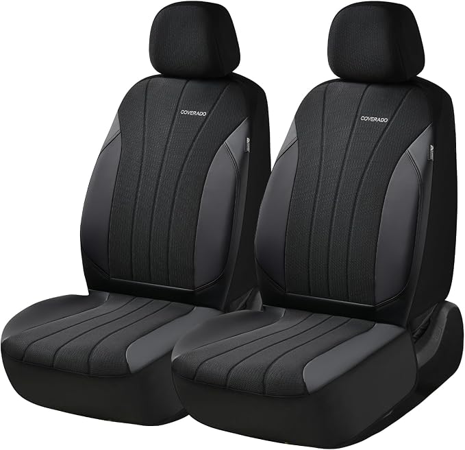 Coverado Car Seat Covers Front Seats, Auto Seat Covers Full Set, Mesh Breathable Seat Protectors, 2 Seats Black Automotive Seat Covers, Universal Fit for SUV, Sedan, Truck - Image 6