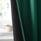 RYB HOME 100% Blackout Short Curtains for Small Window, Thermal Insulated | Total Room Darkening, Noise Reducing, Curtains for Kitchen Bathroom Basement, W52 x L36, Dark Green, 2 Panels - Image 4