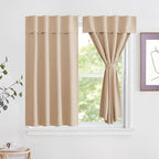 NICETOWN Biscotti Beige Kitchen Blackout Curtains 48 Inches for Nursery | Farmhouse Thermal Insulated Self Adhesive Blackout Draperies for Small Window, Set of 1, 42" x 48" by NICETOWN