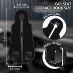 Blusabaca 2PCS Car Seat Headrest Hooks, Purses Bags Holder, Black | PU Leather, Double Metal Back Storage Hangers for Grocery Bags Handbags Bottles Coats Phones, Car Accessories Organization - Image 5