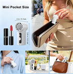 Portable Handheld Mini Fan with Ice Cooling Plate, Personal Clip On Turbo Fan Rechargeable, 18000 RPM 6 Speeds, 360° Detachable Clip, Pocket AC Fans Blow Cold Air for Beach Car Stroller Travel Makeup - Image 6