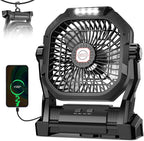 Camping Fan Rechargeable, 20000mAh Battery Powered Portable Fan with LED Light & Hook, 4-Speed 270° Adjustable, Camping Essentials for Tent, Travel, Car, Outdoor, Indoor, BBQ, Fishing, Jobsite by Unknown