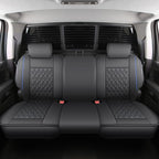 Chevy Silverado Seat Covers,Leather Seat Covers for GMC Sierra,Custom Fit 2007-2026 1500 2500HD 3500HD Crew Double Extended Regular Cab,LT LZT RST(Full Set,Black Blue) - Image 4