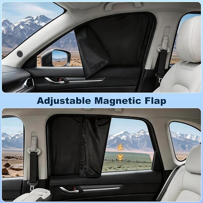ZATOOTO Magnetic Car Window Shade 2 Pack Car Shades for Rear Windows | Car Privacy Curtain UV Block Window Shade, Universal Size for Vehicle Rear Window Shade for Baby, For Sleeping - Image 5